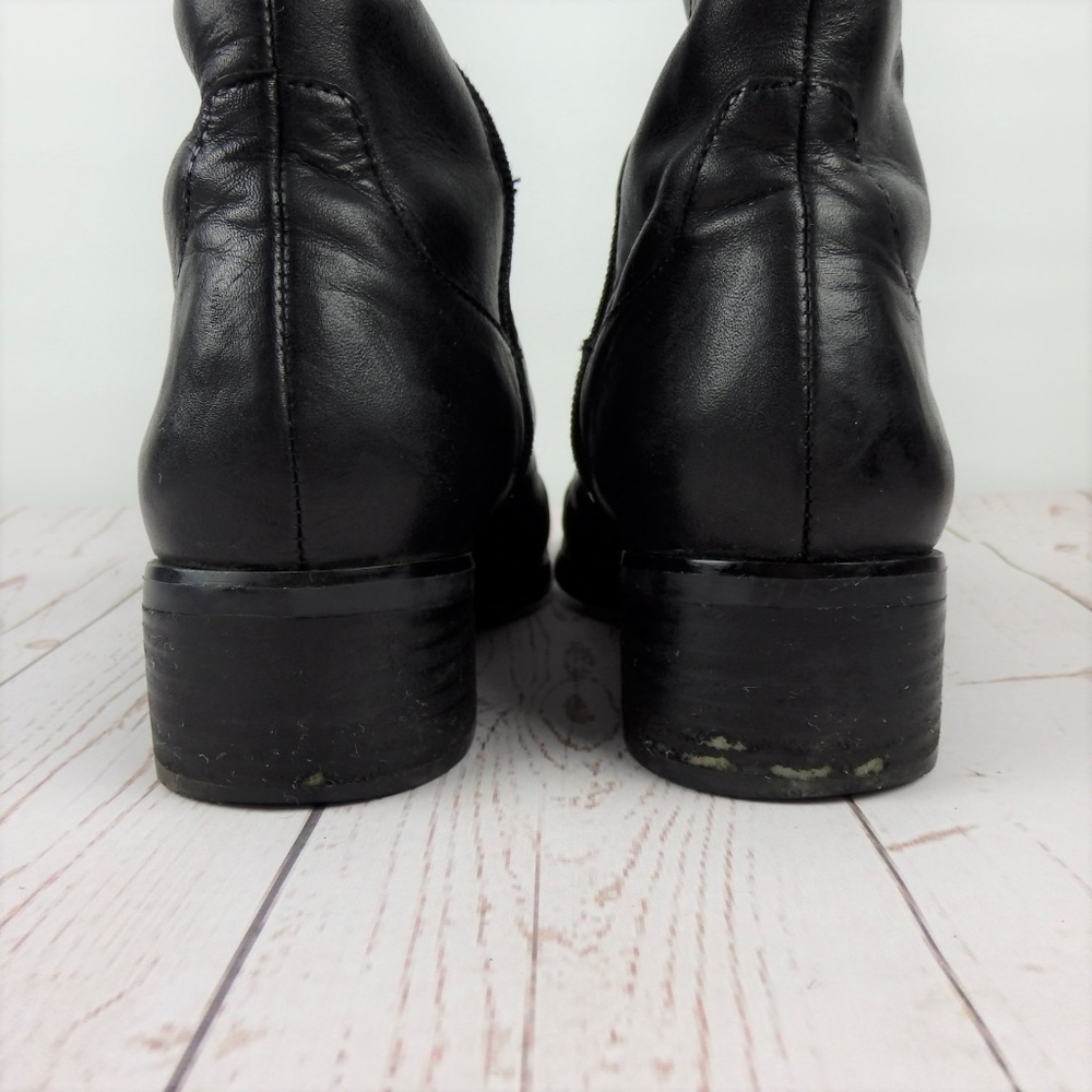 Etienne Aigner black leather riding knee high boots - Picture 6 of 8